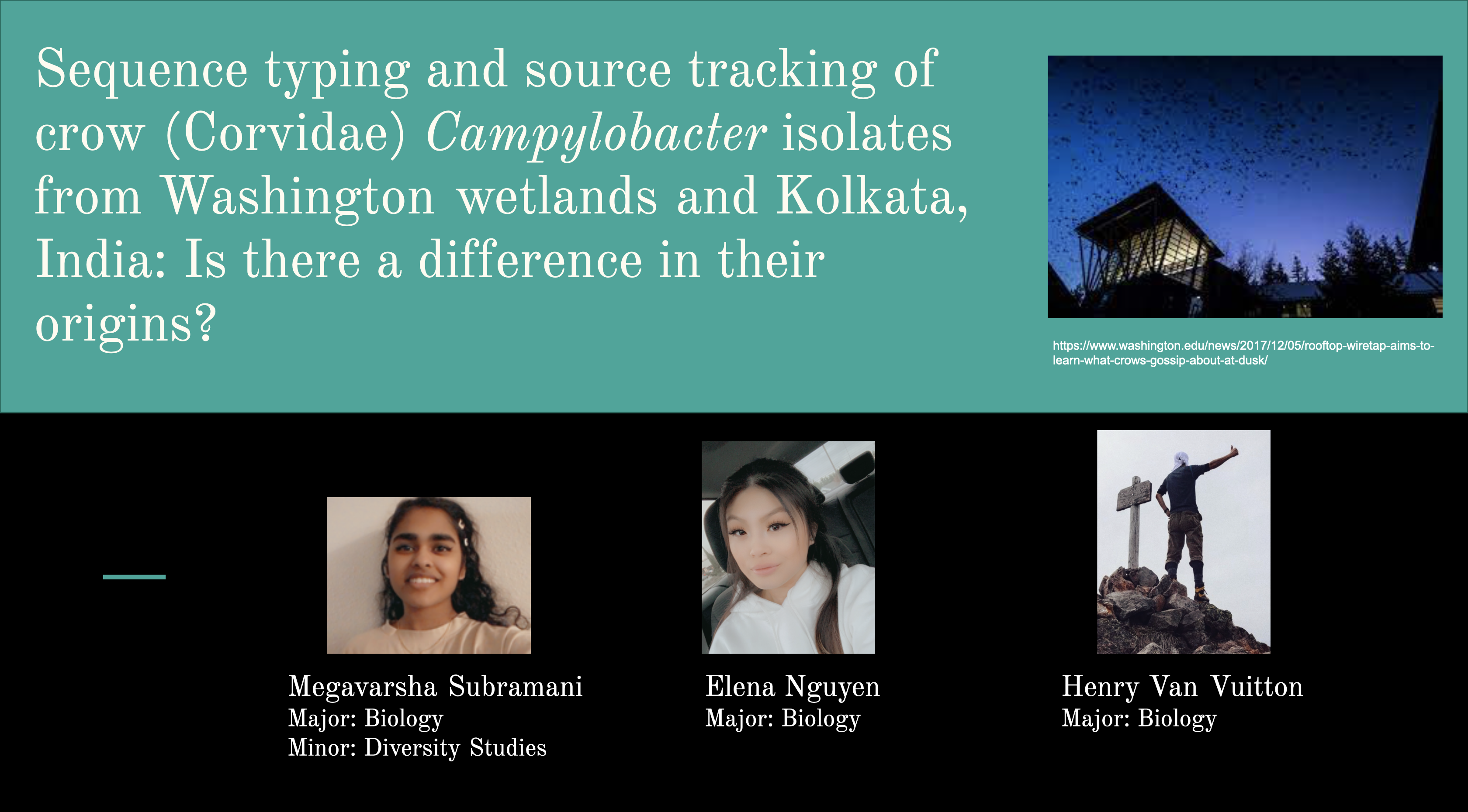 Sequence Typing and Source Tracking of Crow (Corvidae) Campylobacter Isolates from Washington and Kolkata, India: Is there a Difference in their Origins? Poster